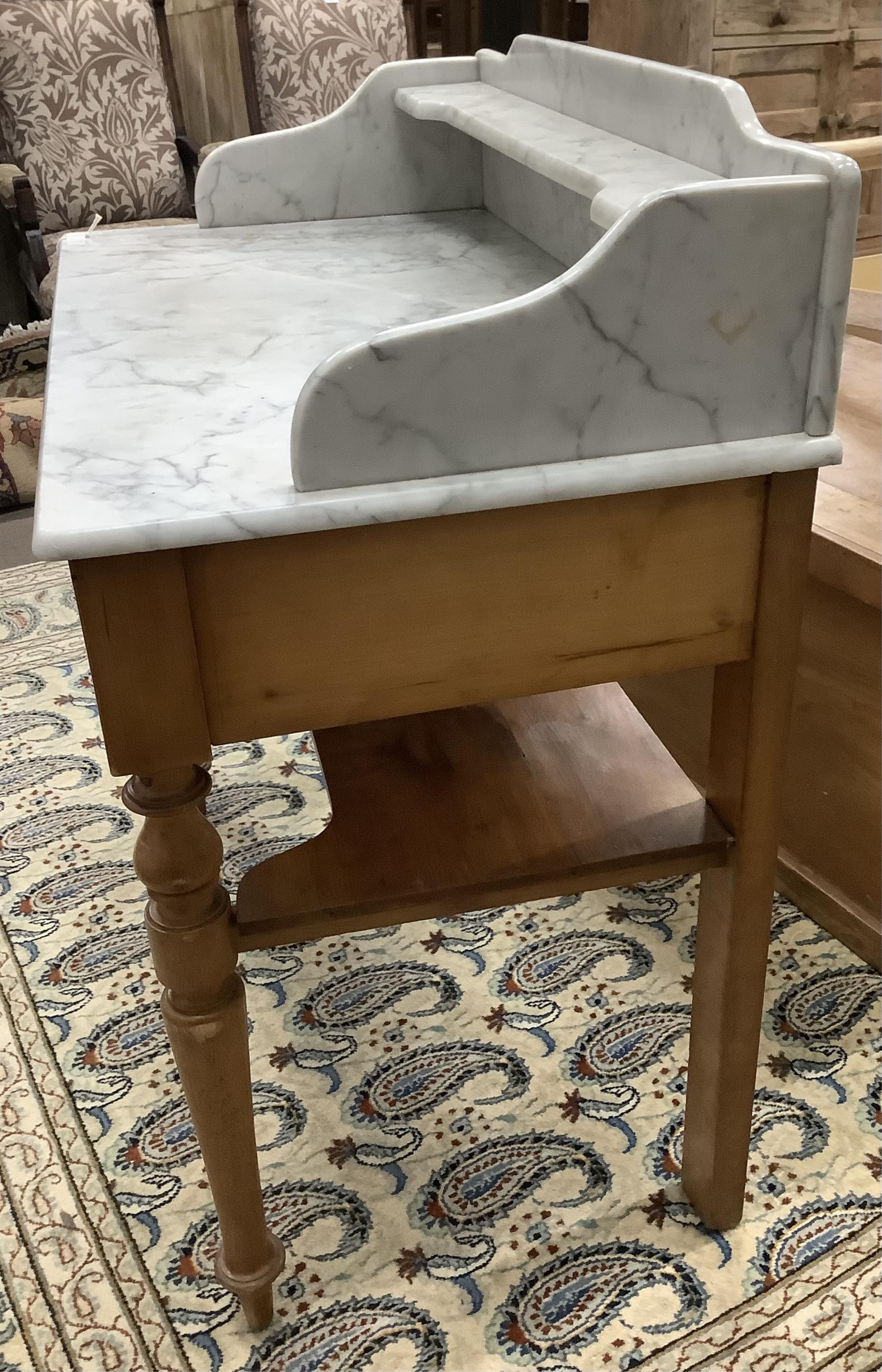 A 19th century French marble top wash stand, width 89cm, depth 50cm, height 92cm. Condition - fair